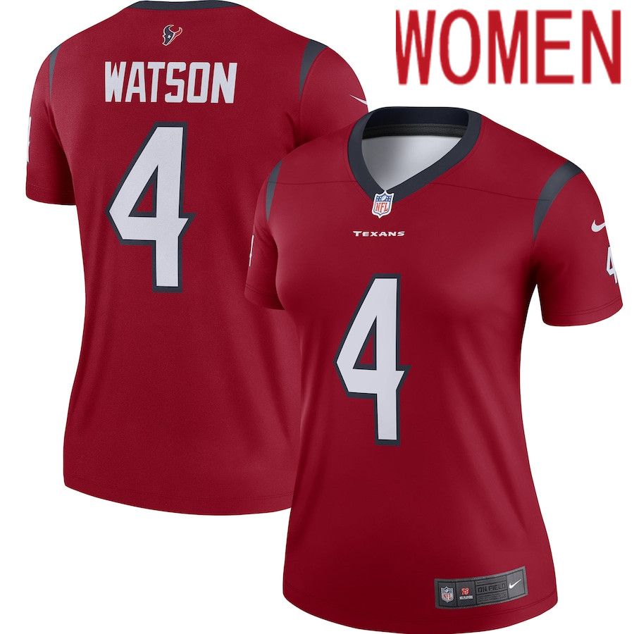 Women Houston Texans #4 Deshaun Watson Red Nike Legend Player NFL Jersey->women nfl jersey->Women Jersey